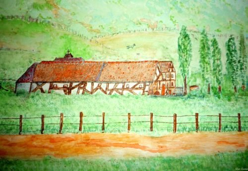 Hoeve-de-Leenhof-nabij-Kasteel-Scheasberg-Stan-Rams-aquarel