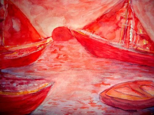 Red Boats oil painting Stan Rams